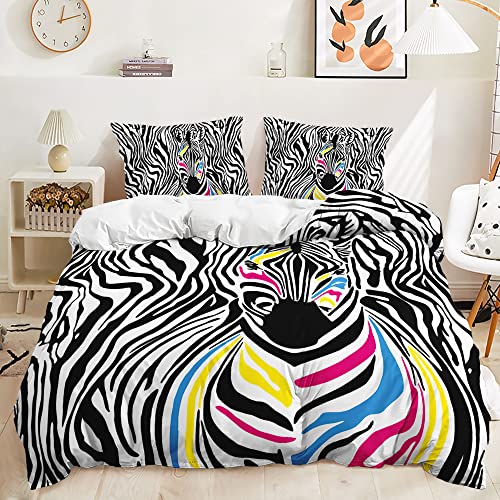 Xynhml Zebra Twin Duvet Cover Set Zebra Pattern Kid Bedding Set 3Pc Horse Printed Comforter Cover Animal Theme Bedding Set For Girls Adults Room Decor,1 Quilt Cover 2 Pillow Cases No Comforter #TOP1