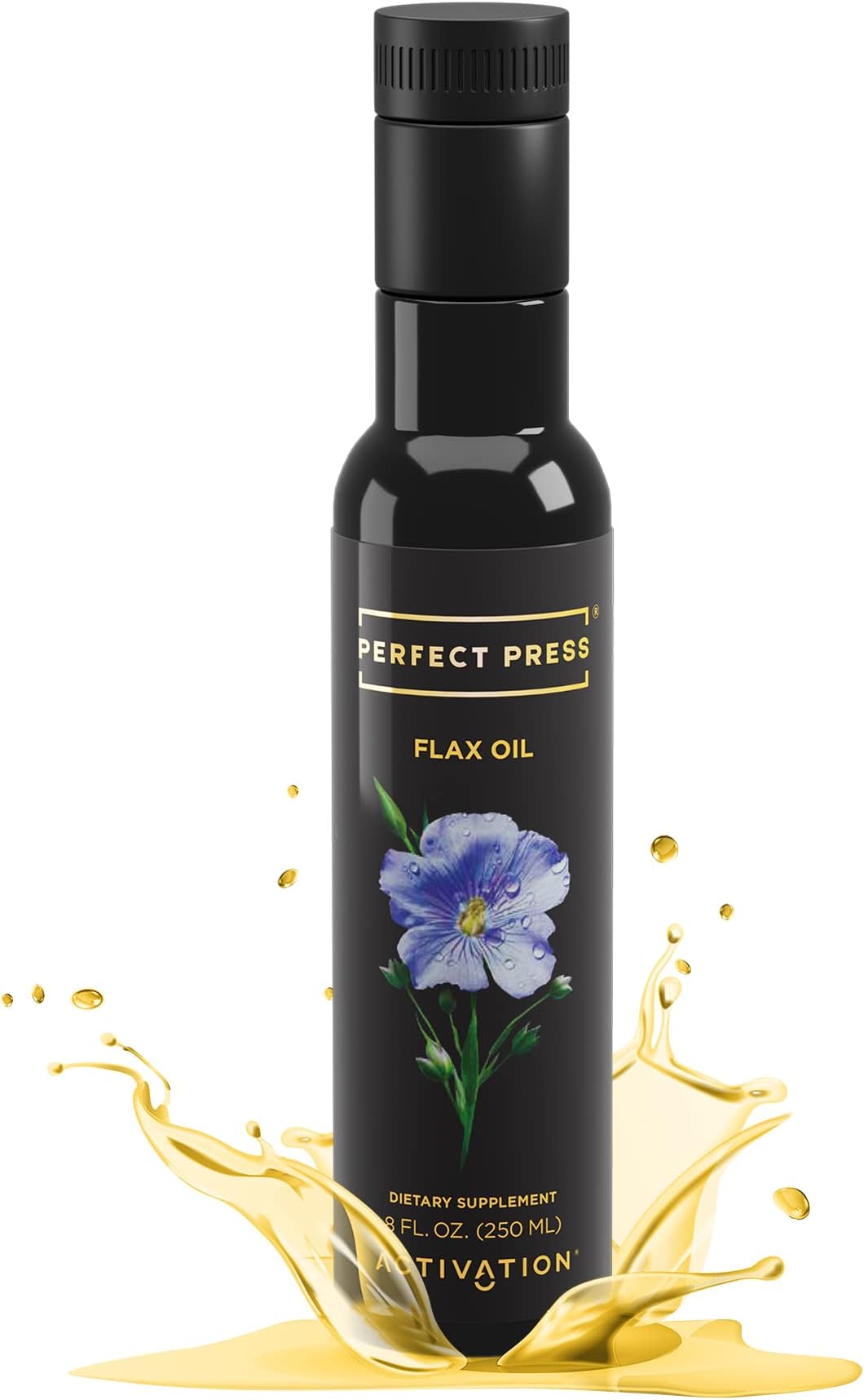 ACTIVATION Products - Perfect Press Flax Seed Oil, Pure Flax Oil with Vegetarian Omega 3 Fatty Acids, Flaxseed Oil Non GMO Blend for Heart Health and Digestive, Vegan Omega 3 Supplement, 250ml