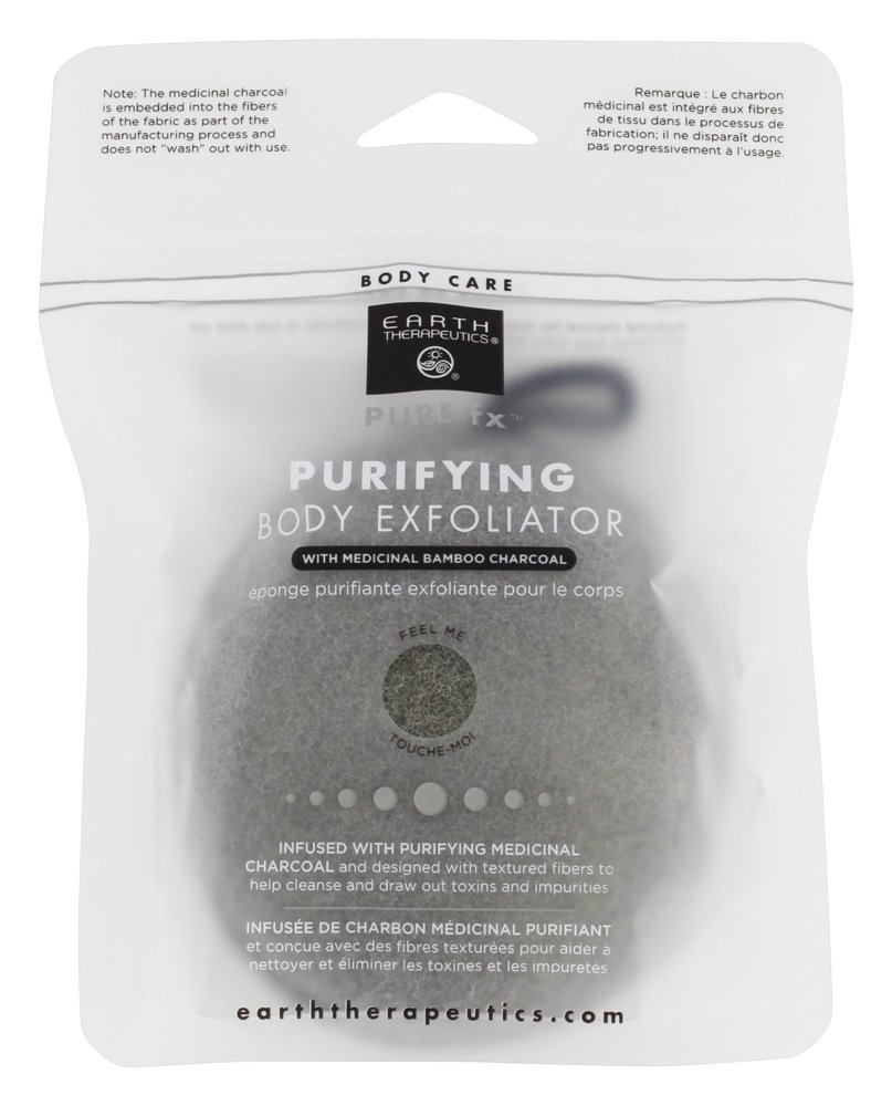Earth Therapeutics Purifying Body Exfoliator Sponge - Black with Charcoal