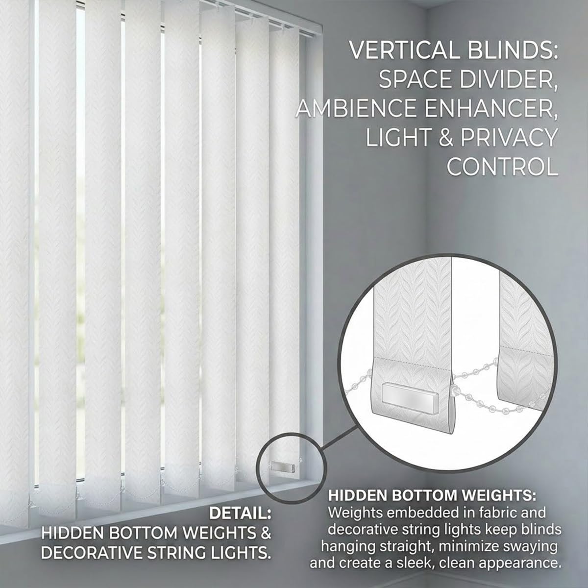 Generico Tenda Verticale Scorrevole in Tessuto, Anti-UV e Protezione da Luce, Tende Verticali Oscuranti per Privacy, Ideali per Camera, Cucina e Ufficio Domestico(250cmW*200cmH)