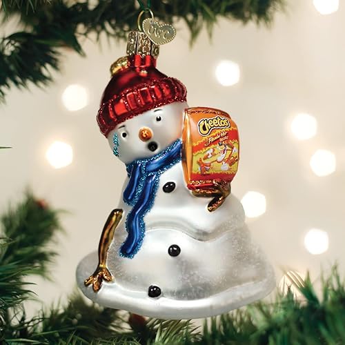 Miniatura 5 de Old World Christmas Flamin' Hot Cheetos - Adorno de cristal soplado para árbol de Navidad, decoración navideña hecha a mano, colección de muñeco de