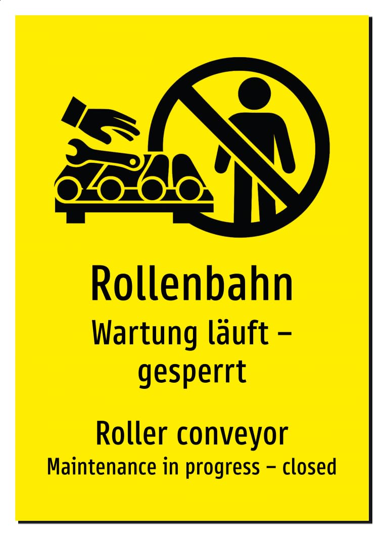 45948-DEEN-S-08 | Rollenbahn/Roller conveyor Schild zweisprachig