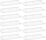 Étagères Flottantes Murales Lifewit, Organisateur Acrylique Transparent de 14 po, Décor Murale en Plastique pour Disques/Parfum/Makeup/Figurines/Livres/Plantes dans la Salle de Bain, Chambre, Bureau, Salon, Cuisine, 4 Pack