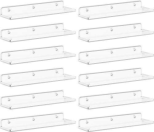 Miniatura 11 de Lifewit Estantes flotantes para pared, paquete de 4 estantes acrílicos blancos de 15 pulgadas, decoración de habitación para estantería/exhibición