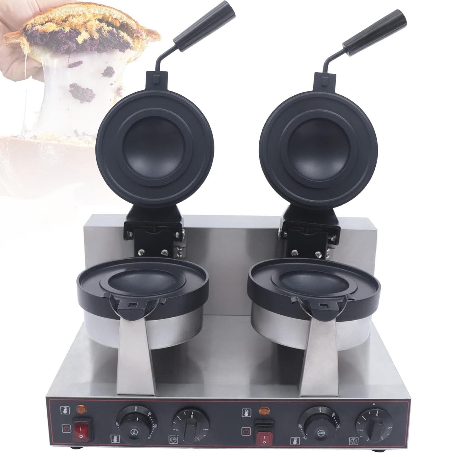 Macchina commerciale elettrica a doppia testa per panini e waffle con controllo di tempo e temperatura per cucine domestiche, negozi di colazioni e scuole, doppia testa, doppia tes,DoubleHead