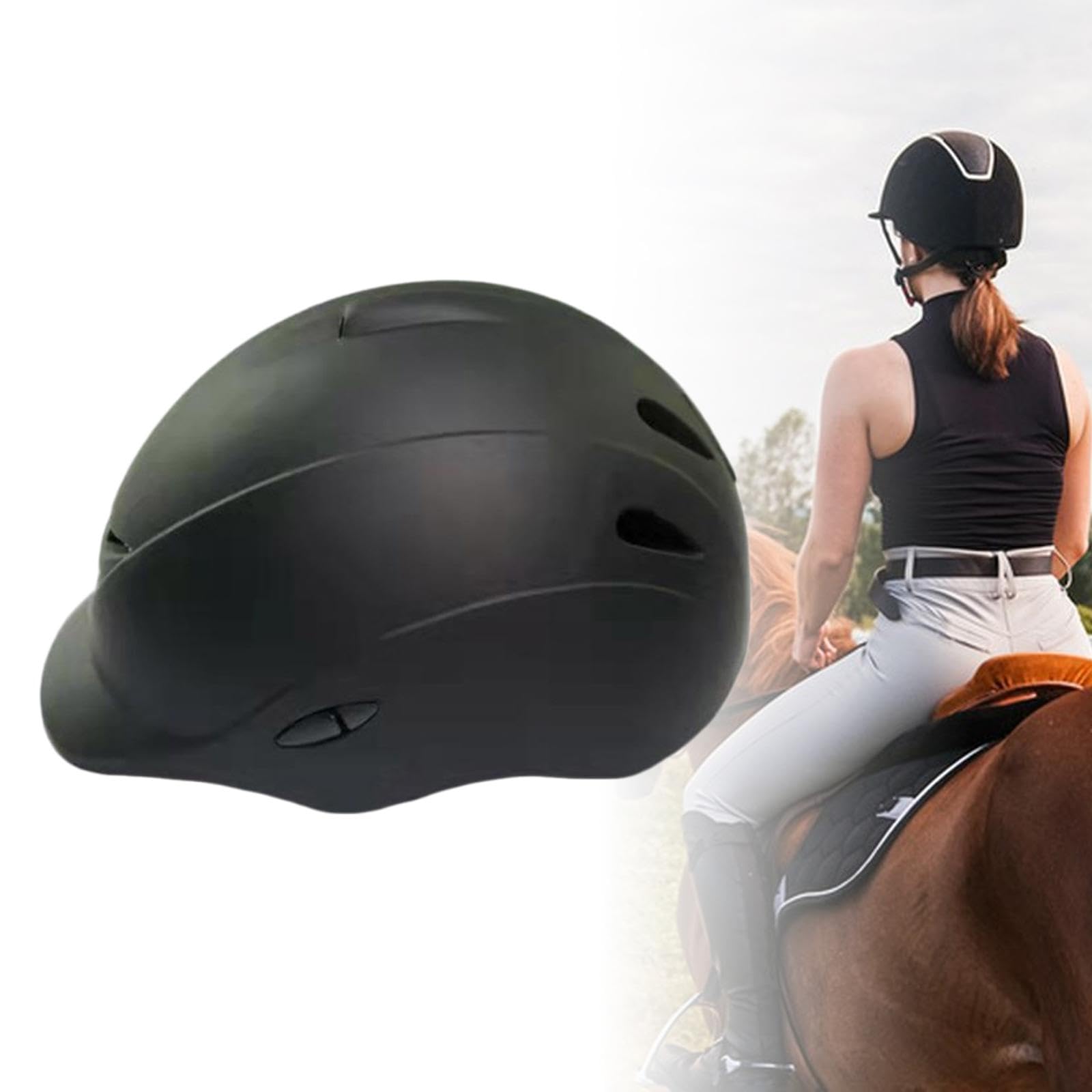 Casco de Equitación con Forro Extraíble, Resistente a Y Transpirable, Casco Ecuestre Profesional para Hombres Y Mujeres, Color Negro.