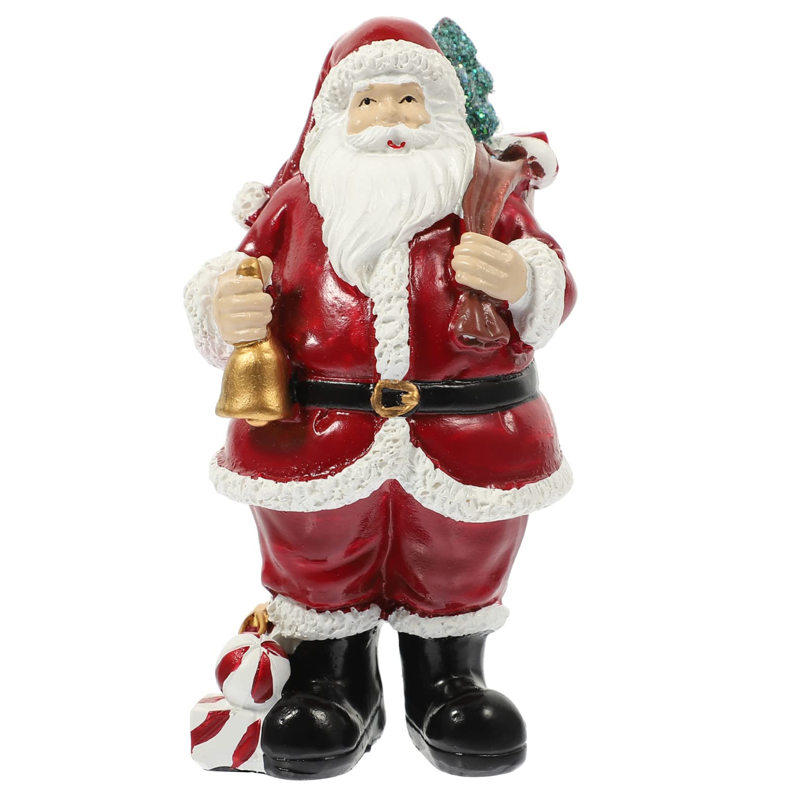 AmosfunSanta Claus Ornament Reindeer Decor Christmas Santa Sculpture Xmas Santa Claus Decorations Holiday Ornaments Office Decor Xmas Tabletop Decoration Household Resin Christmas Tree