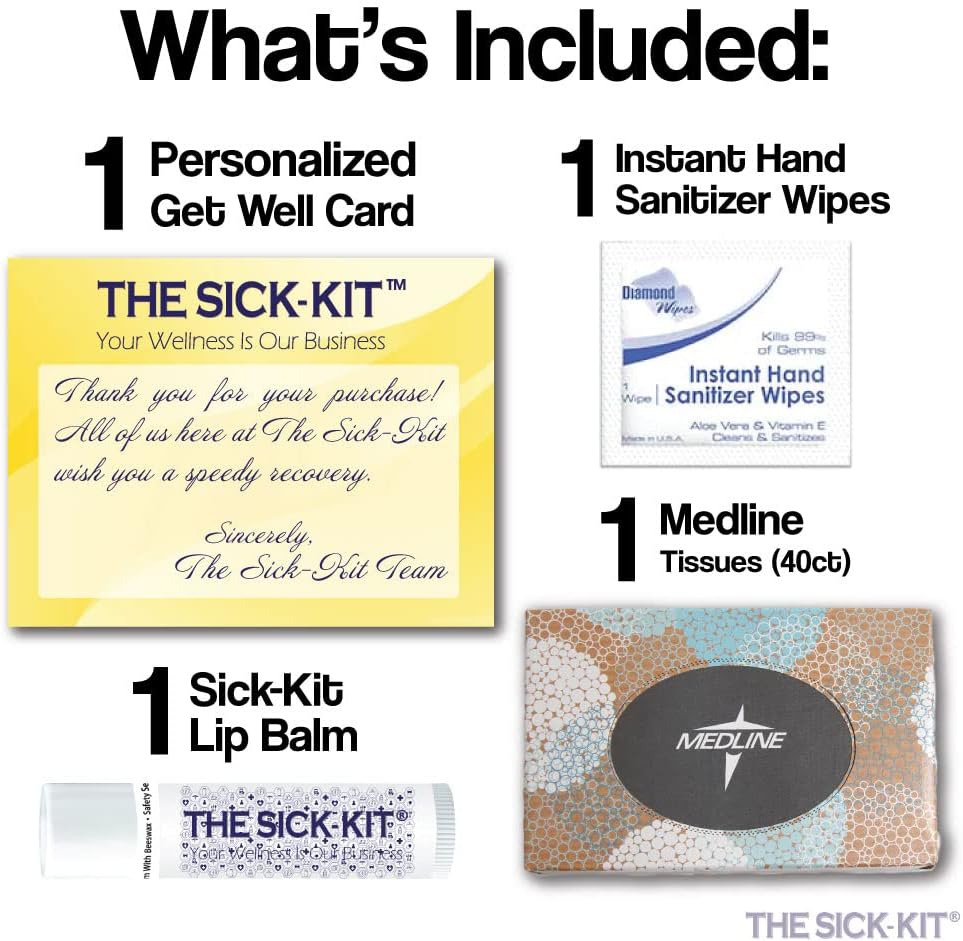 THE SICK-KIT - 15+ Feel Better Essentials for Cold, Flu, Sick Days, Quarantine & Surgery Recovery - The Original Wellness Box - Get Well Soon Gift Set Baskets - Light Care Package 16 pc
