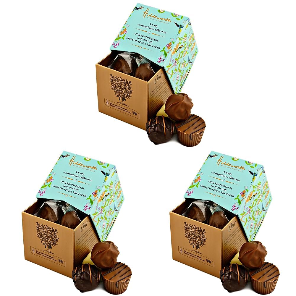 Holdsworth Chocolates Classics - Classic Assorted Truly Scrumptious Handmade Chocolate Truffles all Coated with Milk, Dark or White Chocolate 55g (Pack of 3)