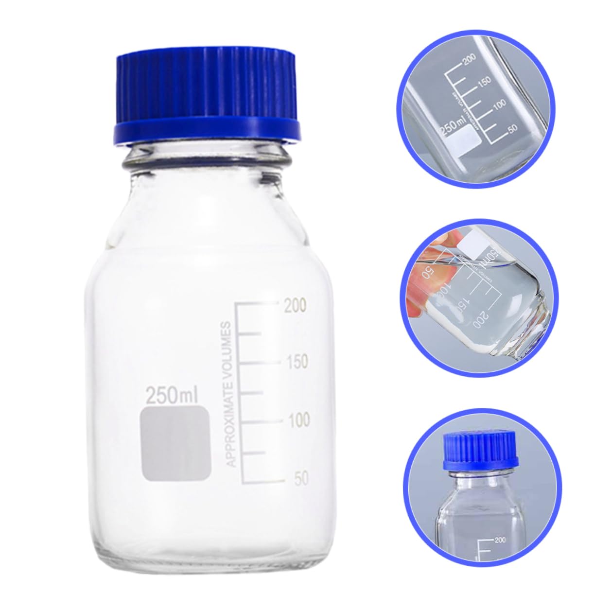 OUNONA 6piezas Frascos De Para Botellas De Almacenamiento Boca Ancha y Líneas De Graduación De Unidades Para Muestras Químicas y Reacciones Entornos Científicos