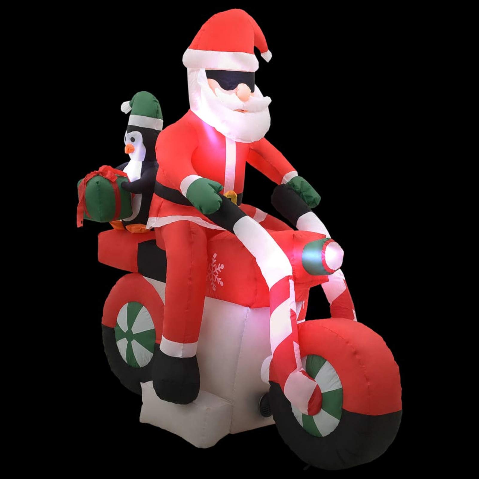 Papá Noel Inflable navideño en Moto LED IP44 160 cm, Figuras De Navidad Exterior, Decoración Exterior Navidad, Adornos Navideños, Figura Luz Navidad