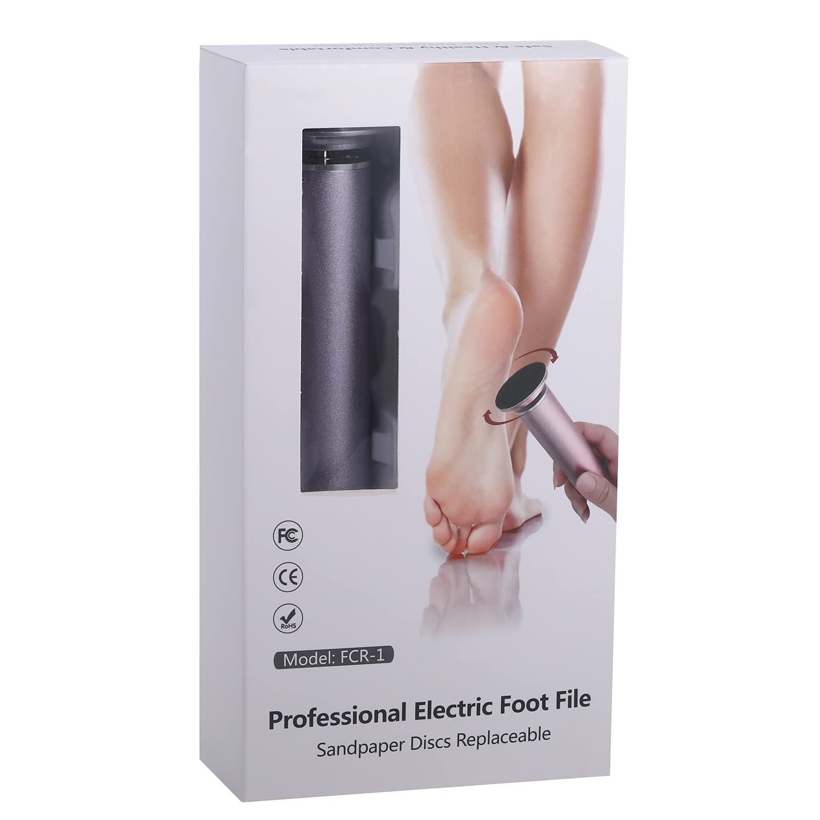 Râpe à Pieds Pédicure Electrique Anti-callosité Lime Pieds Electrique pour Corne (Vitesse Réglable) avec 60 Tampons de Remplacement pour Femmes Hommes Pédicures, Pas Besoin de Batterie (Gris Argent)