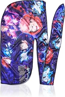 Silky Deluxe Anime Durag with Long Wide Tails - Satin Smooth Du Rag Fabric for Comfort Compression