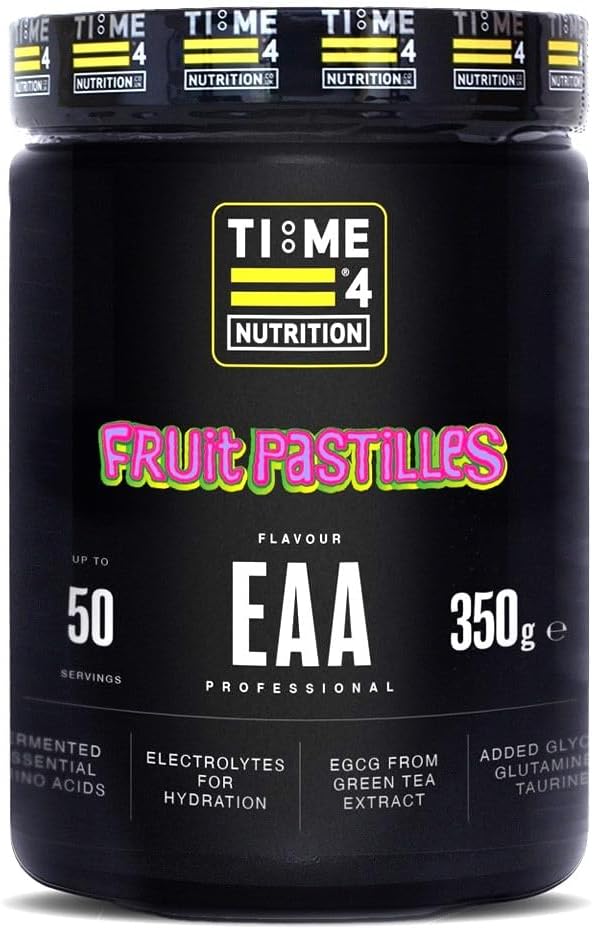 Time 4 EAA Professional Essential Amino Acid Formula Fruit Pastilles, 350g, Fermented Aminos, EAA, BCAA, Hydration, Intra Workout Drink with EGCG & B Vitamins for Muscle Growth