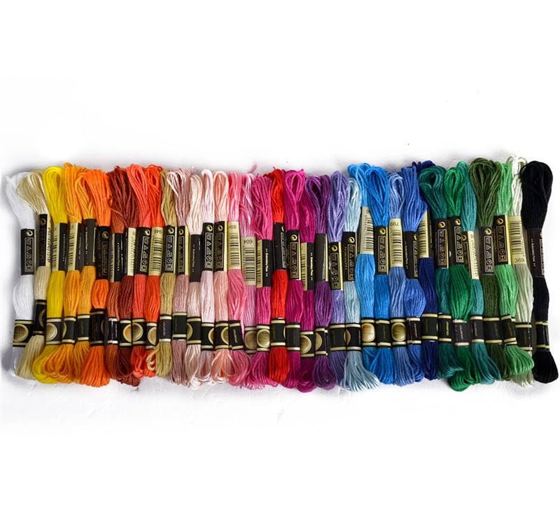 Sharum Crafts 6PC Embroidery Thread Set Stranded Cotton Threads Skein for Hand Embroidery & Craft Projects Vibrant Colors for DIY Embroidery, Cross Stitch & Decorative