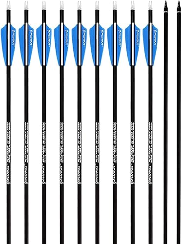 Miniatura 29 de Flechas de caza con tiro con arco de carbono de 30/32/28 pulgadas con extraíble para jóvenes compuesto y objetivo de arco recurvo (paquete de 12)