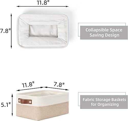 Miniatura 2 de HNZIGE Cestas de almacenamiento (paquete de 3) cestas grandes para estantes, contenedores de almacenamiento decorativos con asas, contenedores de
