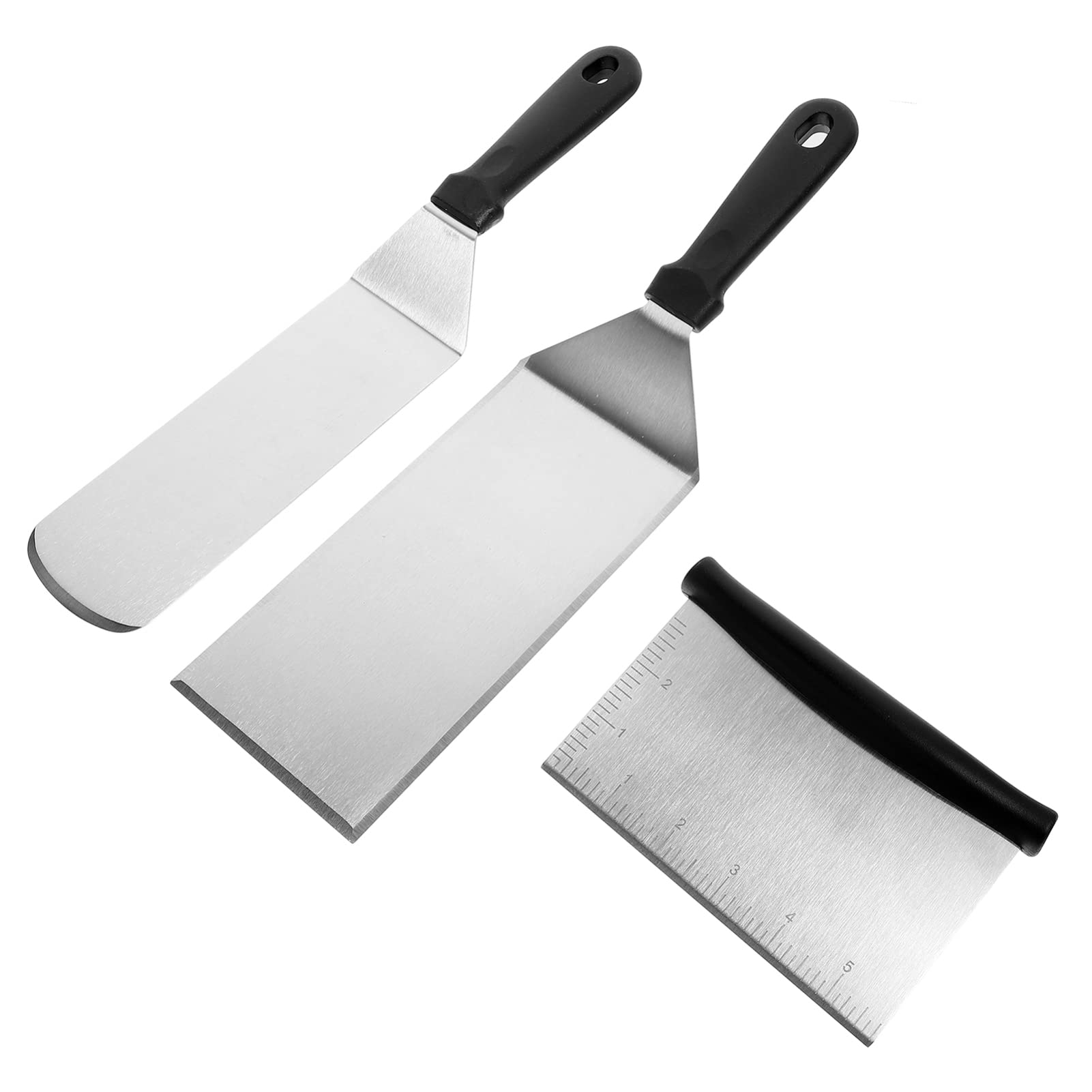 Alipis Facili da Pulire Set di 3 Spatole in Acciaio Inossidabile per Cucina Manico in Plastica Pp per Friggere e Barbecue in Casa