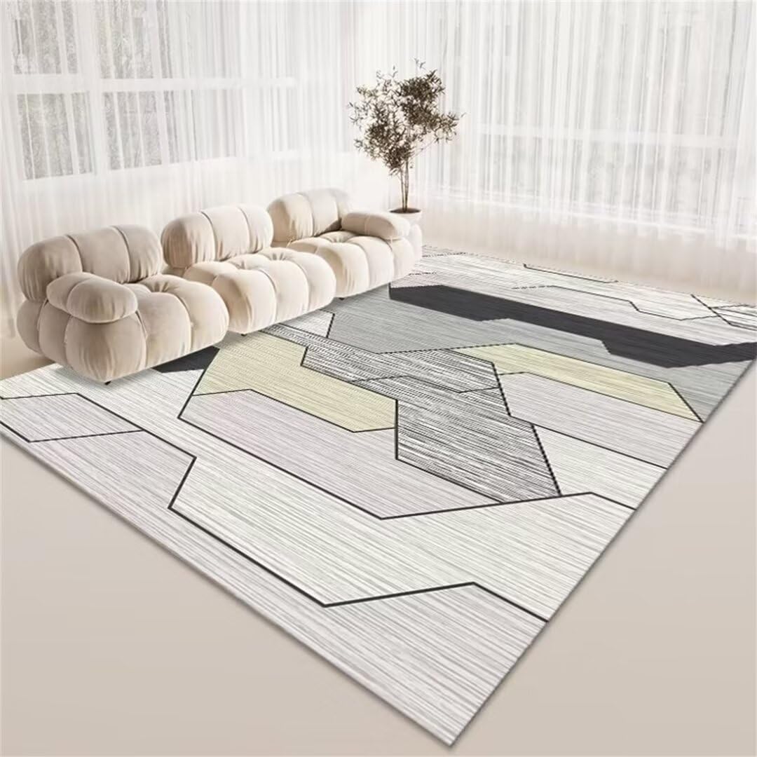 Tapis de salon grand format 120x180 antidérapant moderne gris clair