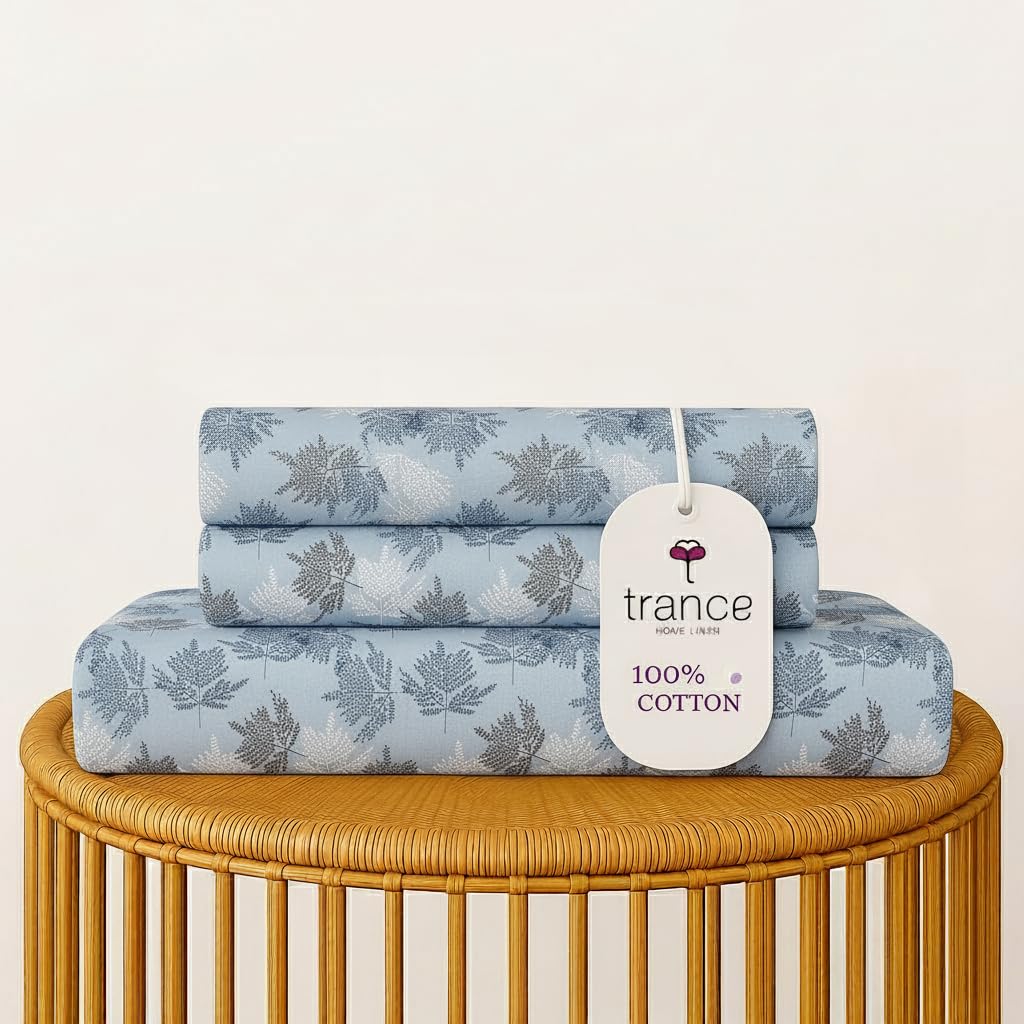 Trance Home Linen King Size Bedsheet - Ferns Paradise Blue -5 Trance Home Linen King Size Bedsheet - Ferns Paradise Blue -5