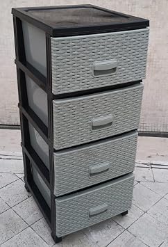 Large Size 4 Drawer Nightstand Light Gray Raddan View Drawer Wicker Cabinet Supply Laundry Racks