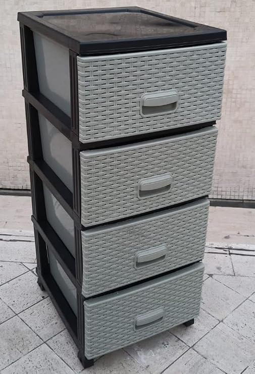 Large Size 4 Drawer Nightstand Light Gray Raddan View Drawer Wicker Cabinet Supply Laundry Racks