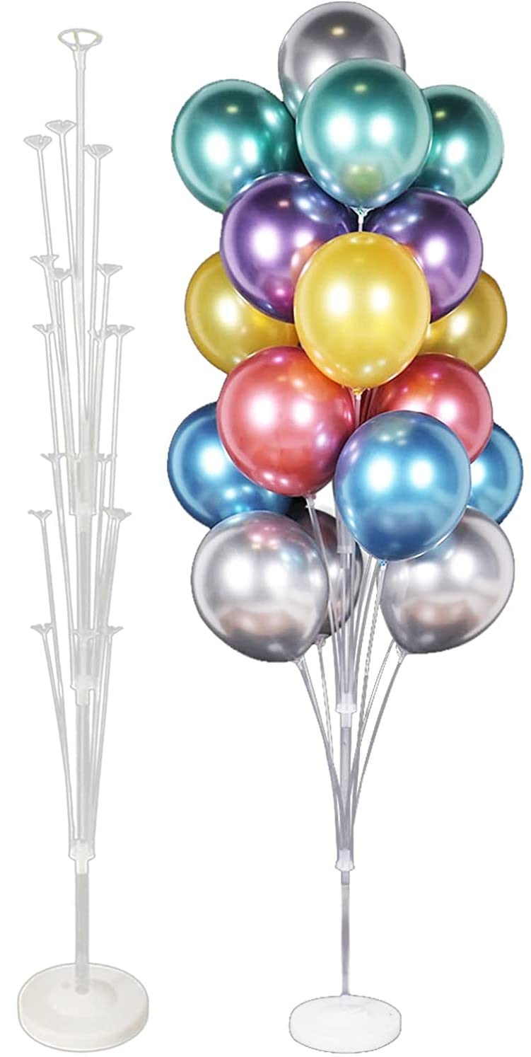 MARKQ [Set of 1 ]Balloon Stand Kit – [160 cm] Table Balloon Holder with 19 Cups & Sticks for Birthday & Party Decorations