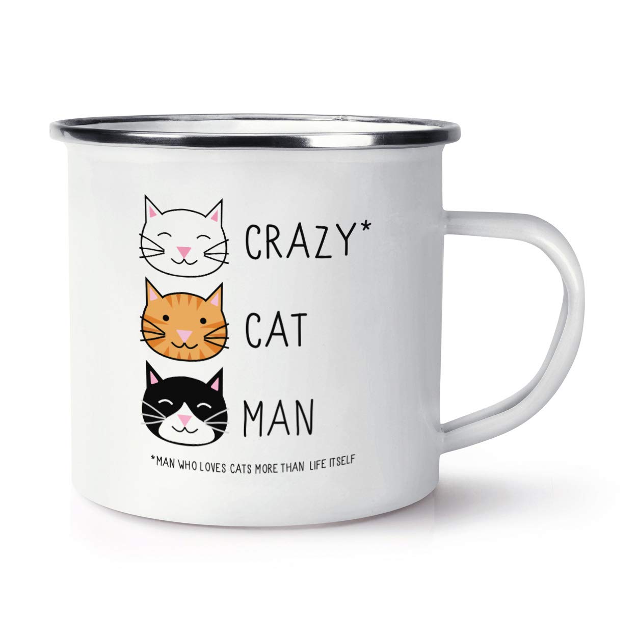 Crazy Cat Man Retro Enamel Mug Cup