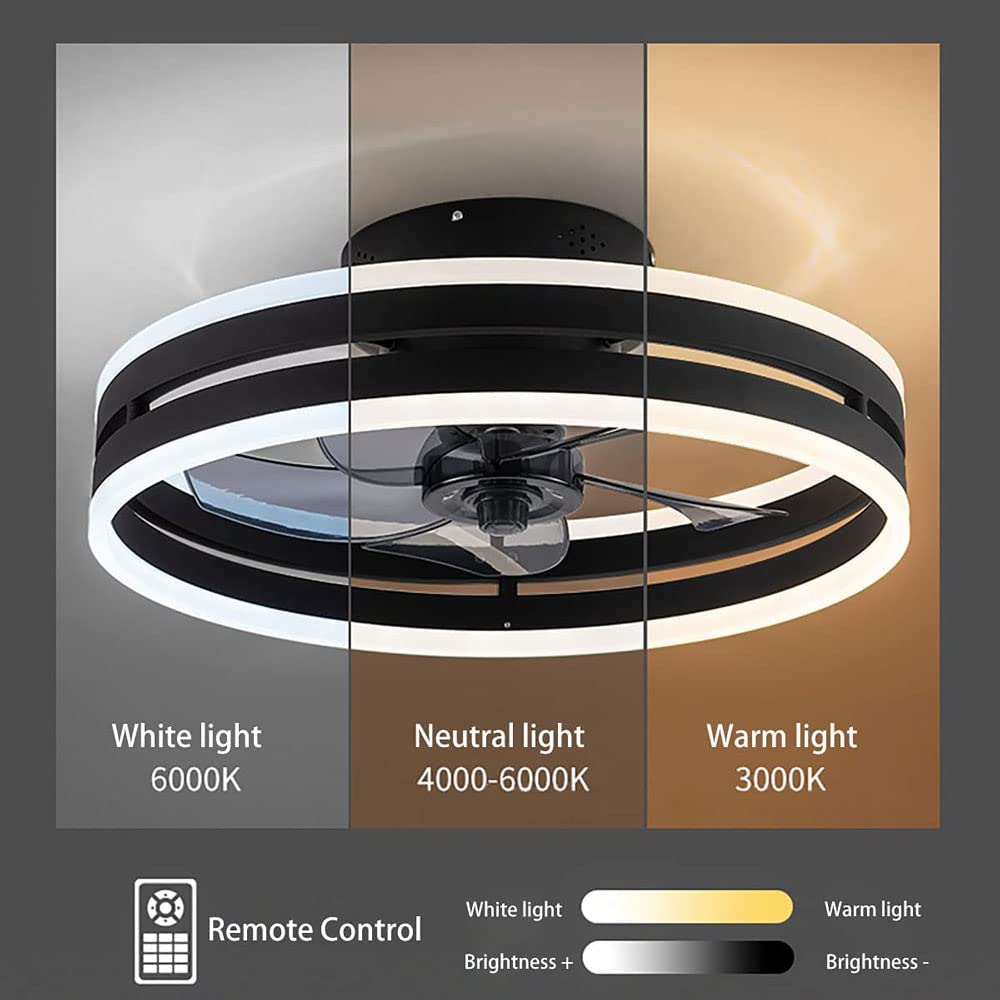 Wadun 36W LED Plafondventilator Met Ventilator Moderne Houten vierkant Onzichtbare Mute Ventilatorlamp Met Afstandsbediening En App Dimbare Plafondverlichting Woonkamer Slaapkamer Eetkame (Color : Gr