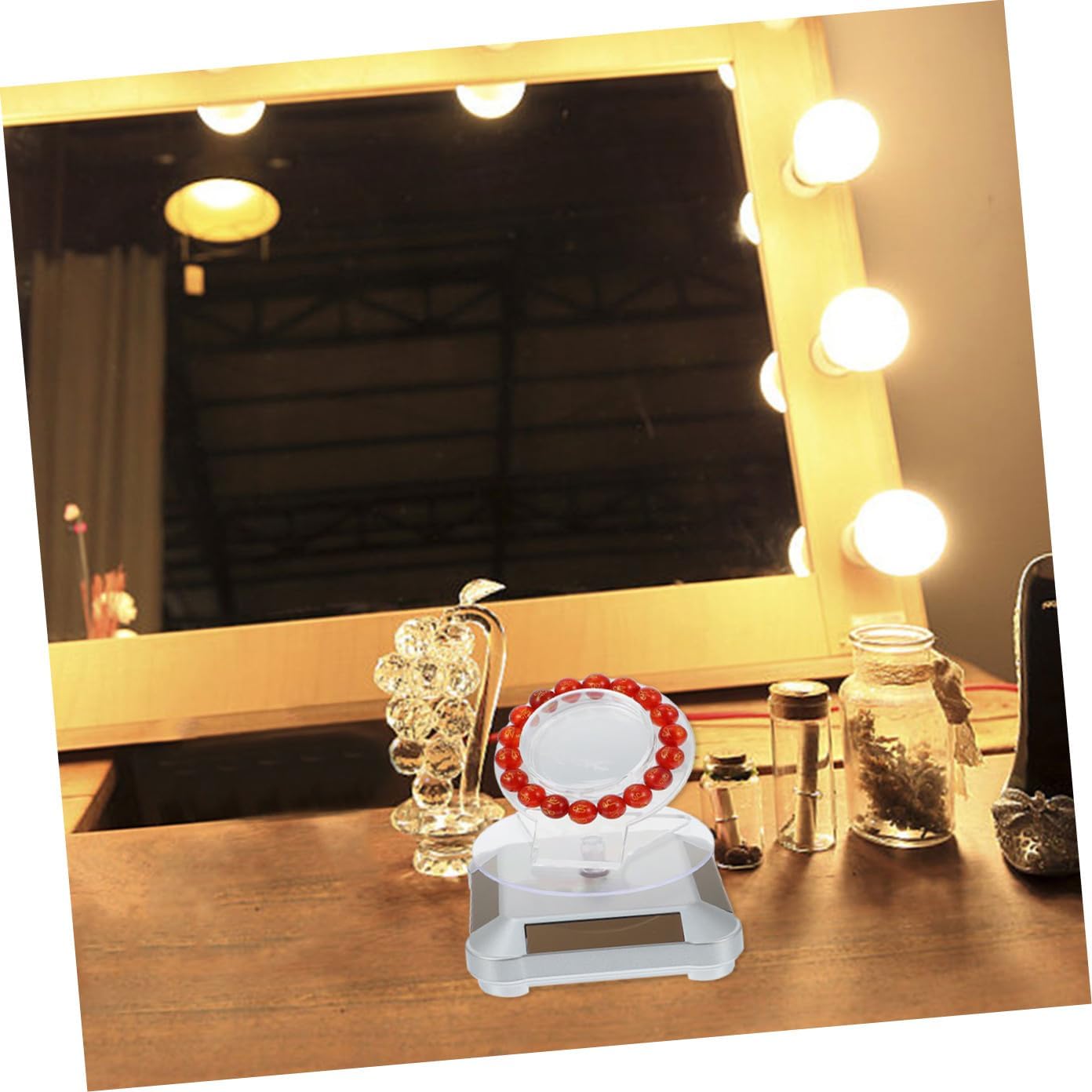 BESPORTBLE 1set Solar Rotating Turntable Jewelry Display Stand for Bracelets Solar Powered Organizer for Counter Store Mall Personal Vanity