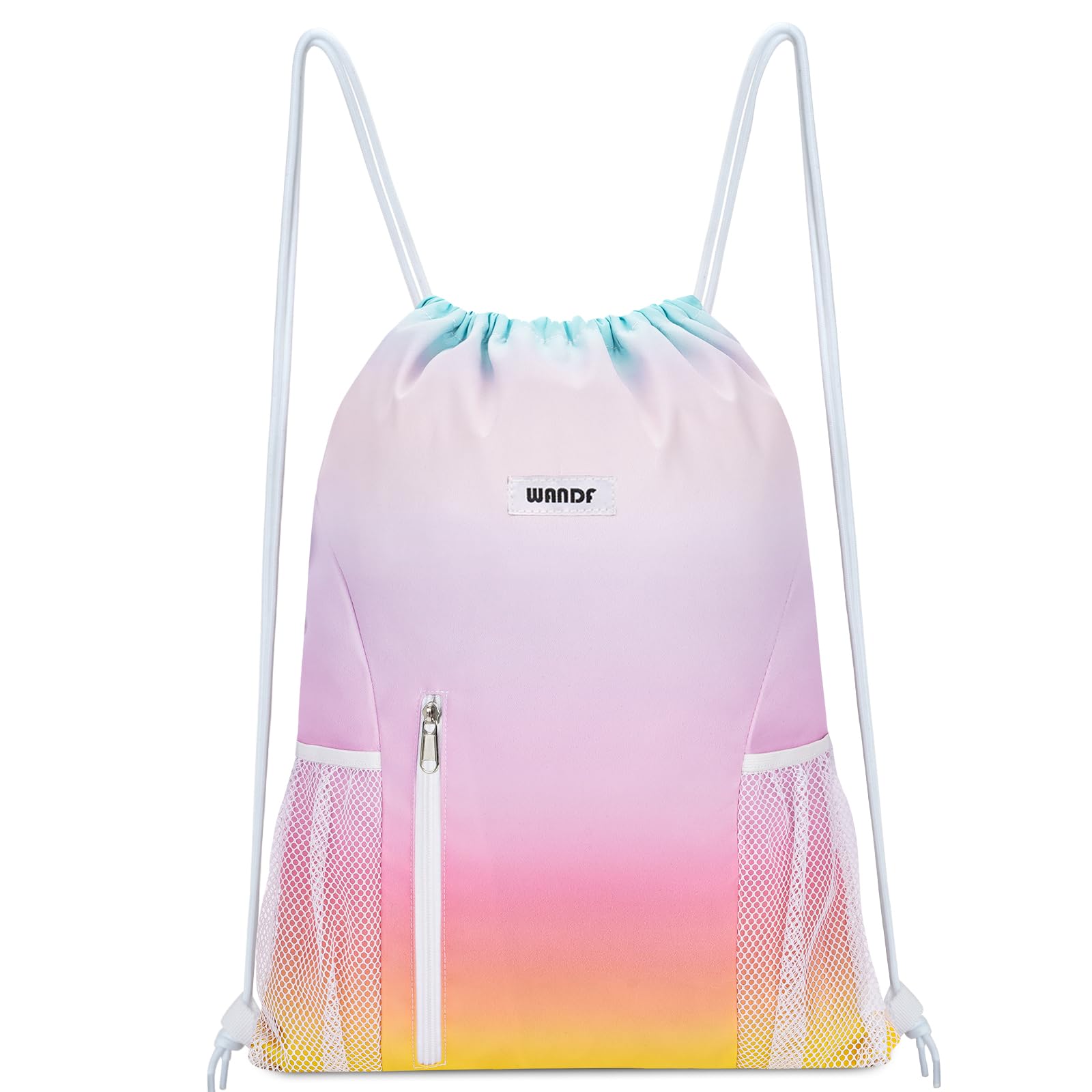 Mochila De Cordón Resistente Al Agua Para Gimnasio, Yoga Y Compras | Bolsa De Deporte Con Bolsillo Cremallera Y Correas Gruesas | Ideal Para Baloncesto Y Viajes