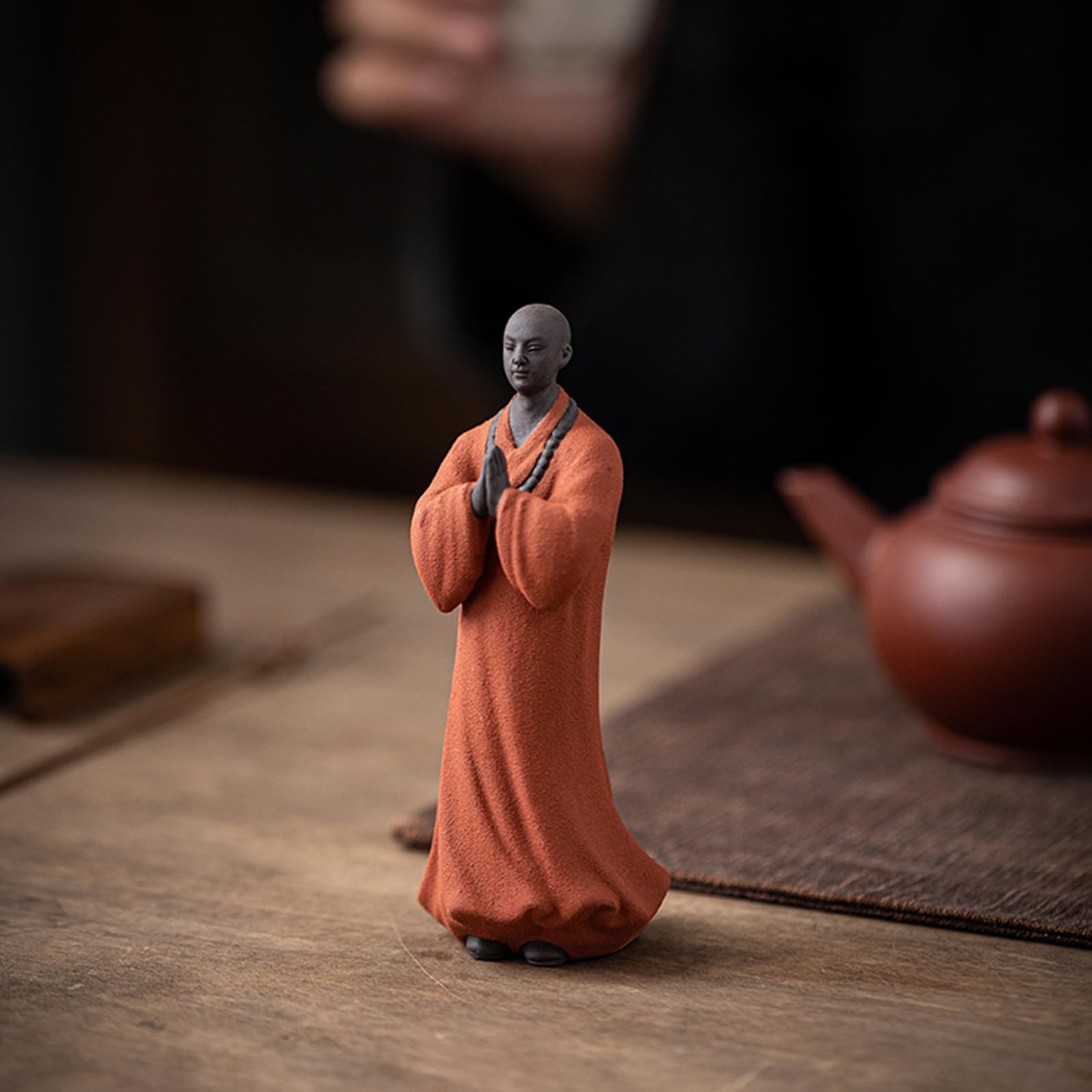 Statua mnicha Buddy - ceramiczna figurka małego mnicha zen do bonsai, rockery, dekoracja krajobrazu akwarium
