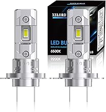 XELORD H7 LED Car Bulbs, 6500K Bright White Light 55W 14000LM, 1:1 Mini Plug-n-Play Design, Halogen Replacement, Pack of 2