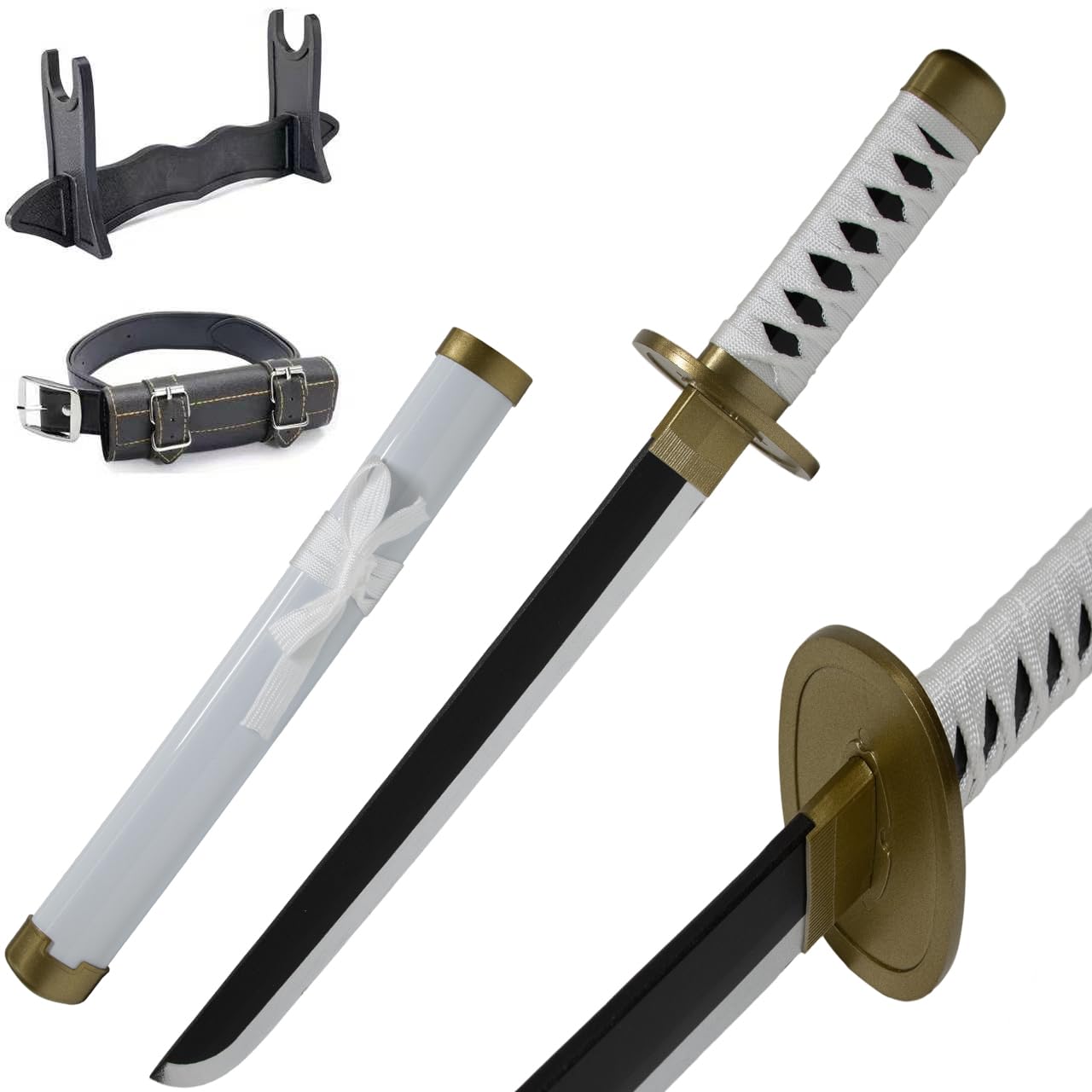 JOYFULBOX Japanese Anime Ninja Bamboo Sword Katana–22 inches(55cm)with Belt and Sword Holder for Cosplay Halloween Anime Themed Partiesand Carnival