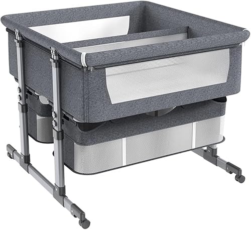 Bestxh Cama Para Bebés Gemelos, Bebé Al Lado De La Cuna, Cuna Con Cesta De Almacenamiento, Cuna Portátil Para Bebé, 6 Altura Ajustable Mesita Bestxh Cama Para Bebés Gemelos, Bebé Al Lado De La Cuna, Cuna Con Cesta De Almacenamiento, Cuna Portátil Para Bebé, 6 Altura Ajustable Mesita