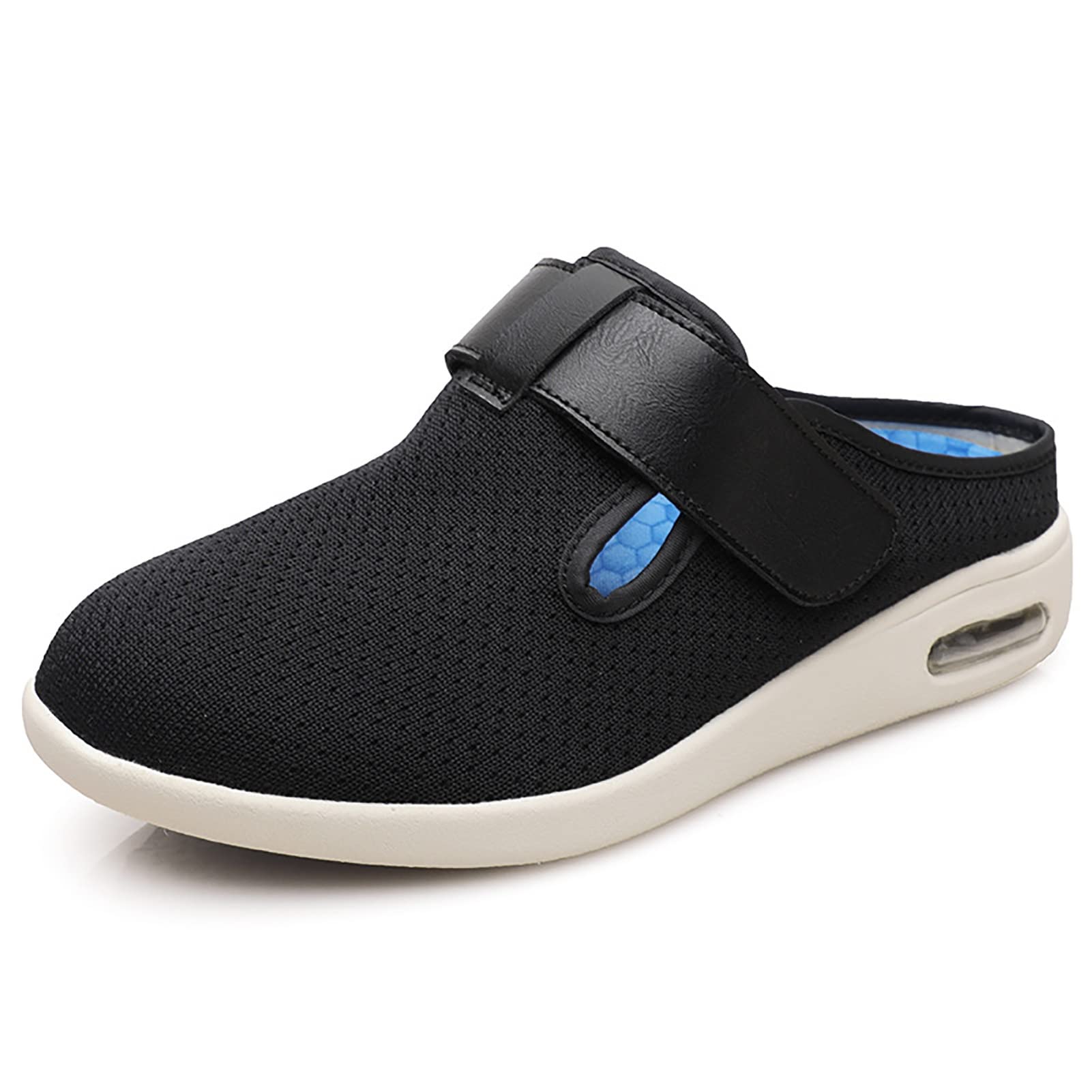 sPeesy Zapatillas Diabéticas Zapato Ortopédico Ajustable Zapatillas Cómodas Antideslizante Pie Ancho Zapato para Persona Mayor, Pies Hinchados Artritis Edema, Negro , 40 EU