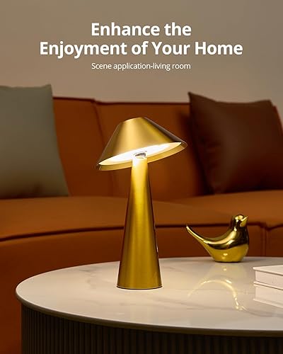 Miniatura 7 de Bojim Lámpara de mesa inalámbrica recargable, luces LED de mesa inalámbricas, funciona con pilas, táctil para 3 colores regulables, impermeable IP54