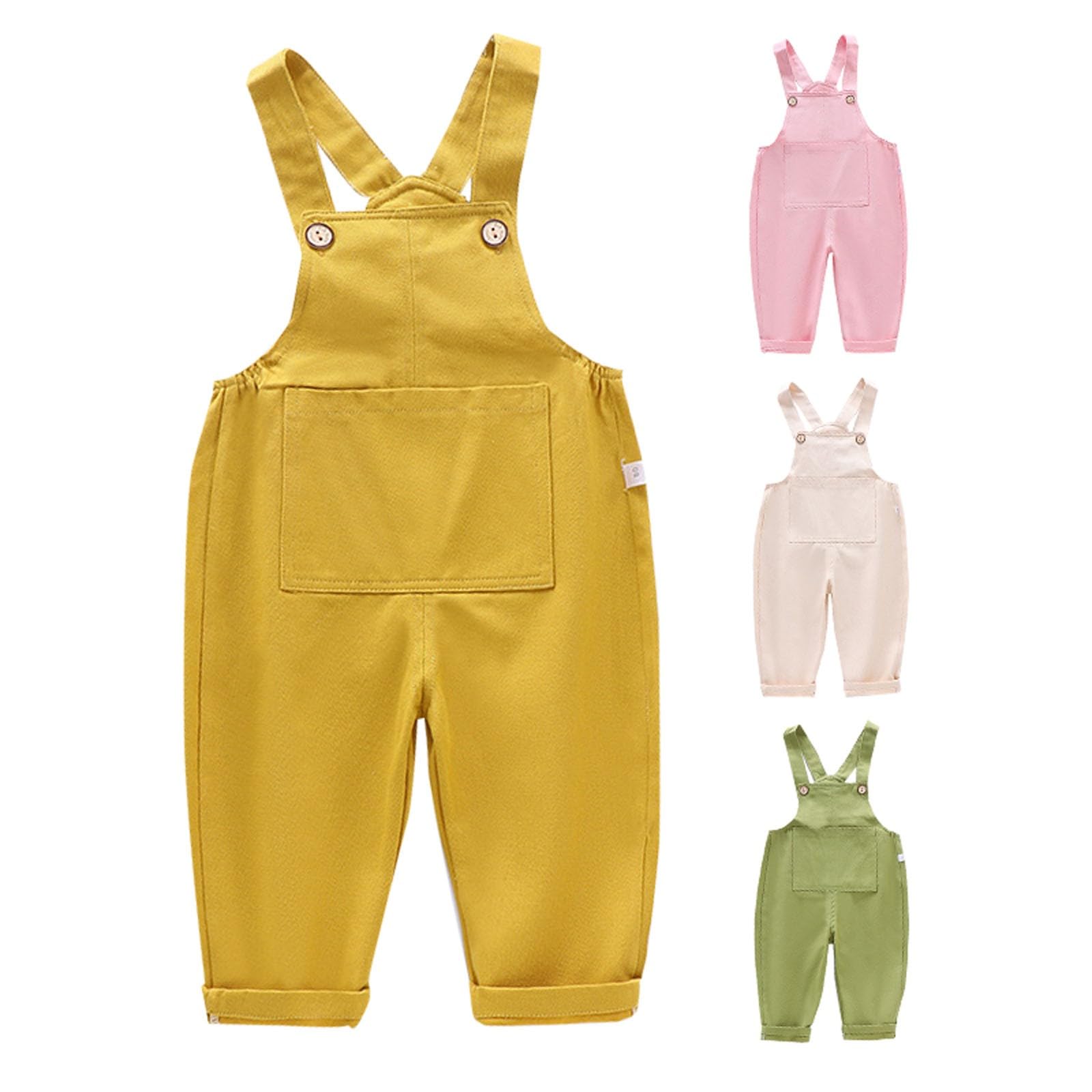 Combinaison sans manches en coton pour bébé fille - Couleur unie - Sans manches - Printemps - Été - Pantalon porte-jarretelles doux - Salopette décontractée avec poche avant - Taille 5 filles