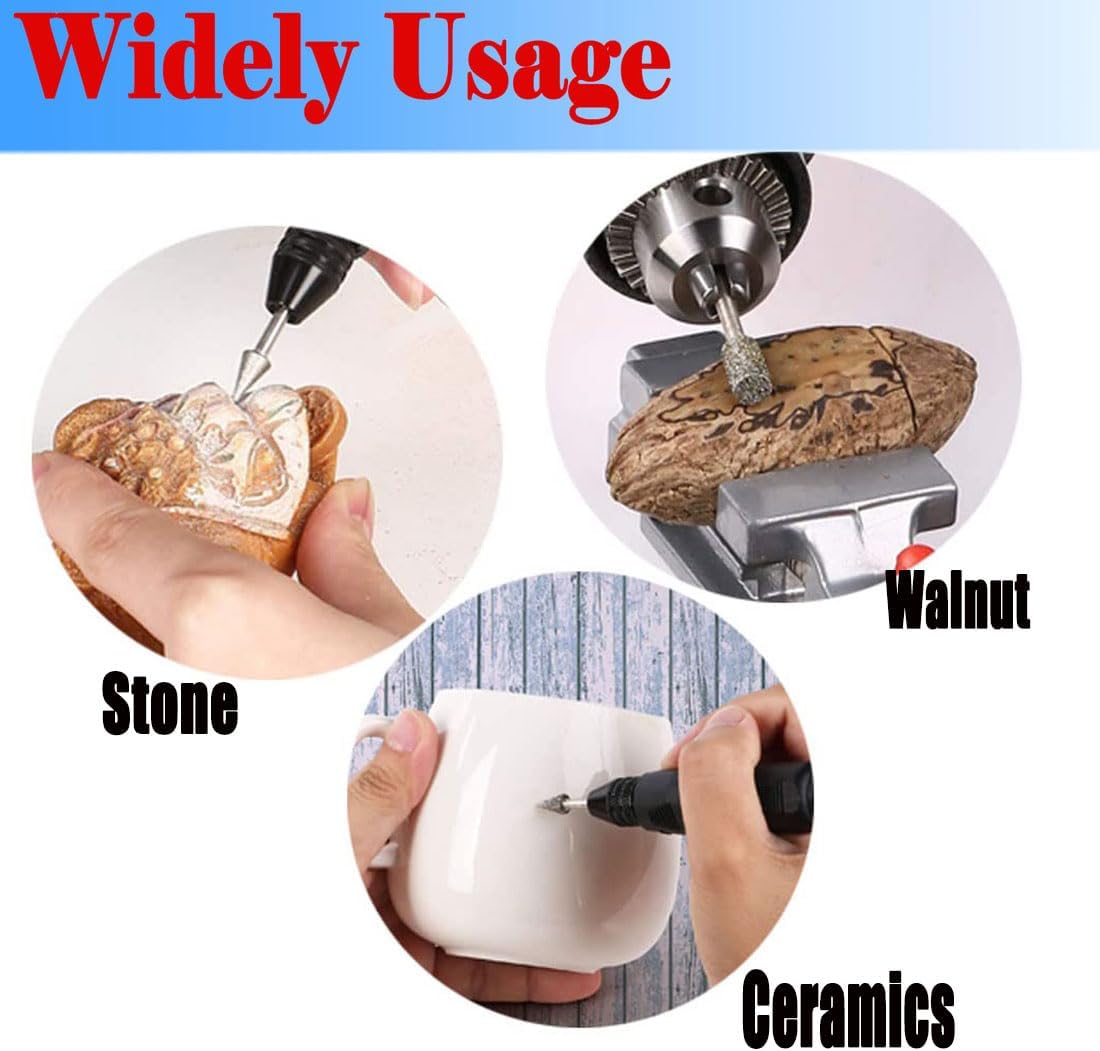 Carving Expert Stone Carving Set Polishing Rotary Tools Diamond Burr for Carving/Engraving Stone, Rocks, Jewelry, Glass, Ceramics For Dremel Rotary Tools