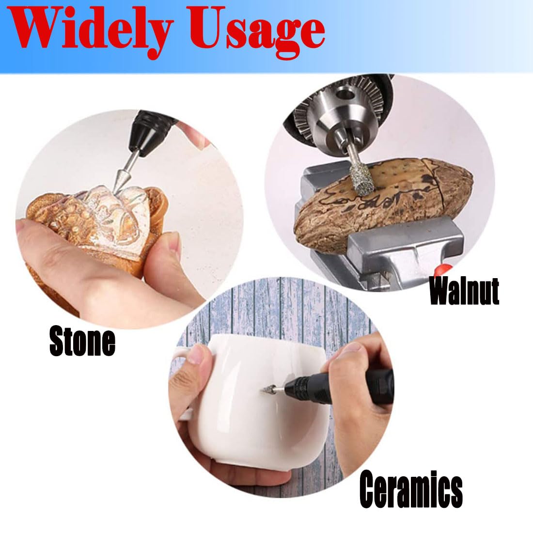Carving Expert Stone Carving Set Polishing Rotary Tools Diamond Burr for Carving/Engraving Stone, Rocks, Jewelry, Glass, Ceramics For Dremel Rotary Tools — Amazon image 6