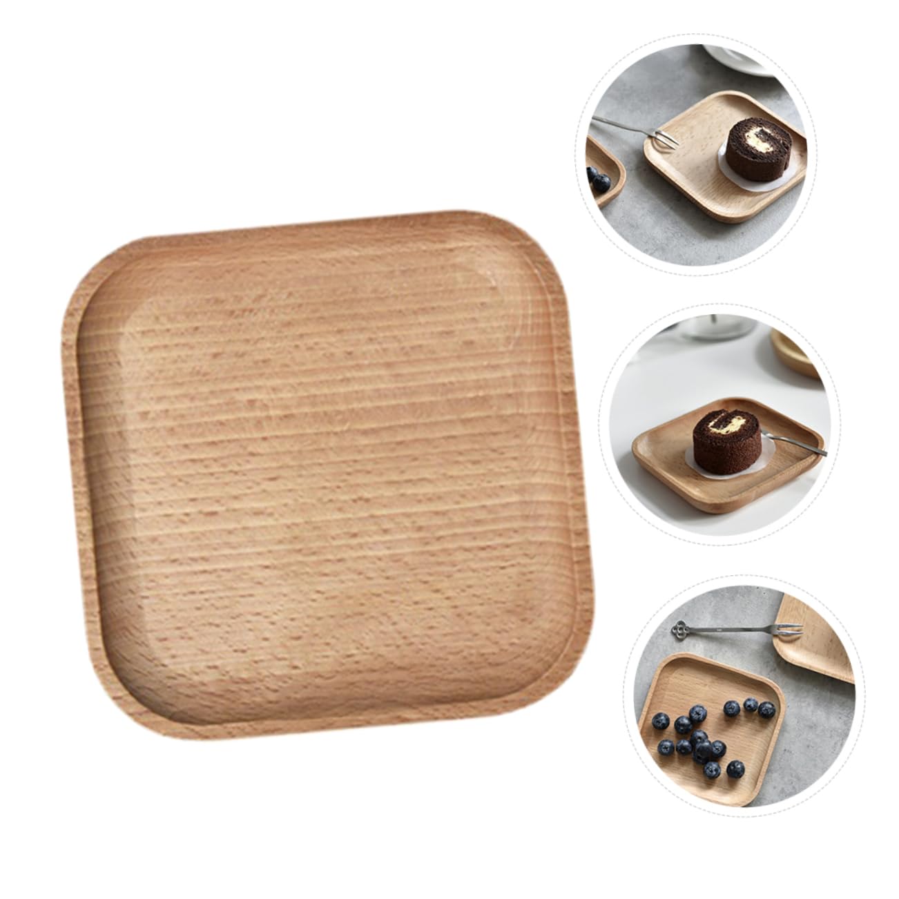 COLLBATH 1pc Food Photography Props Dessert Plate Mini Cupcake Pans Appetizer Serving Plate Appetizer Container Square Cake Pan Flatware Tray Fruit Bowl Party Snack Plate Wood Khaki