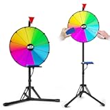 16 Inch Prize Wheel,Spinning Wheel with Adjustable Folding Tripod Floor Stand,12 Slots,1Bracket, Dry Erase Kit - Wheel of Fortune Game for Carnival, Casino & Trade Show.