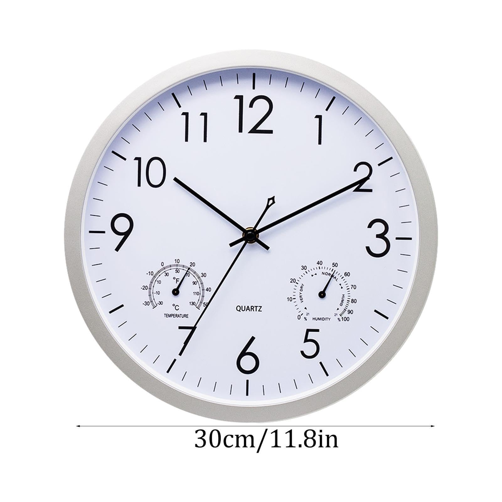 Orologio da giardino, resistente alle intemperie, per esterni, impermeabile, con temperatura, silenzioso e non ticchetta, per esterni, resistente alle intemperie, per interni ed esterni, 30 cm