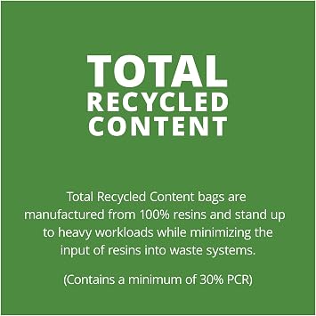 Stout by Envision 55-60 Gallon Heavy Duty Total Recycled Content (TRC) Trash Bags, XX-Heavy 1.5 Mil Plastic, 30% PCM, 100 Bags, 38x60 (T3860B15)