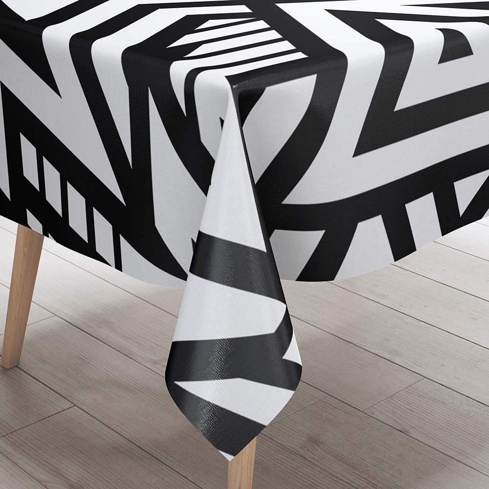 Nappe Rectangulaire DOTBUY Nappe En Polyester Impermeable L'épreuve De L'huile Antifouling Nappe En Table Pour Extérieur Ou Intérieur Table De Salle à Manger (Lignes Géométriques,140x260cm