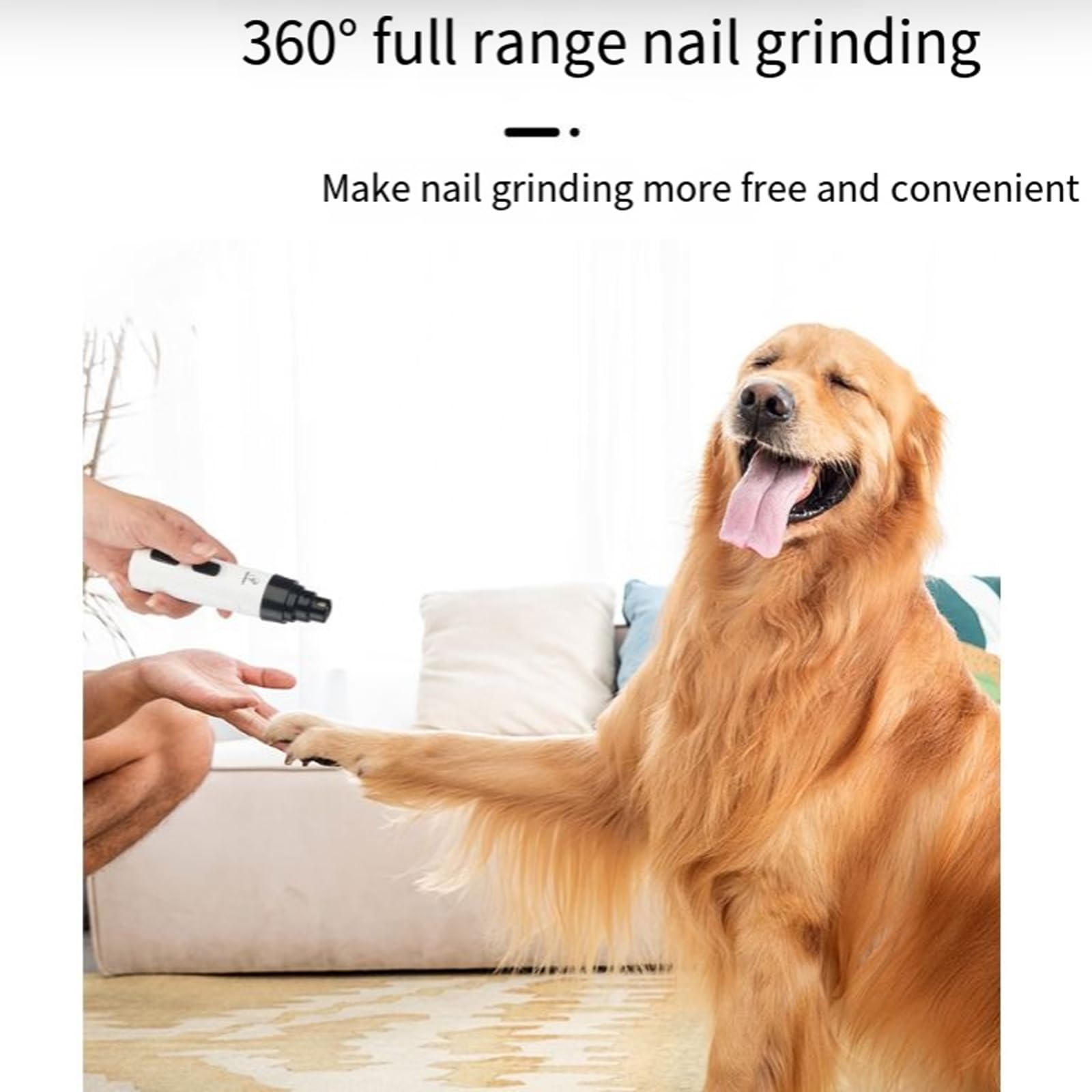Dr Pfoten - KrallenSchleifer Pro Salon - Stressfreie Krallenpflege für Hunde, Krallenschleifer für Hunde mit 3 Schleifkopf, Dr pfoten krallenschleifer, Superleise USB Rechargeable (Basic+2Schleifkopf)
