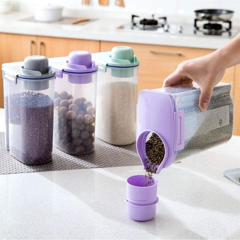 Contenitori Alimenti Ermetici Barattoli Contenitori Contenitori Contenitore For Alimenti In Plastica Con Coperchio, Barattolo Sigillato Grani Alimentari Conservazione Del Riso Alimenti Freschi, Set Di