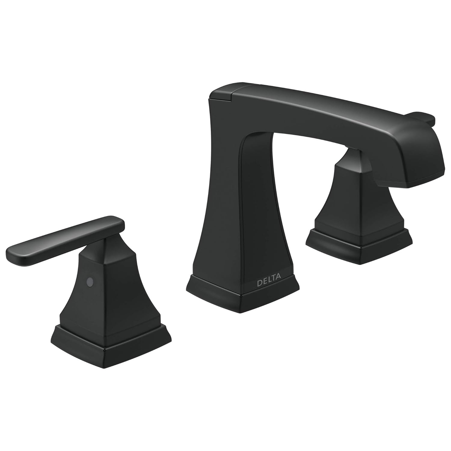 Delta Ashlyn Matte Black Bathroom Faucet 3 Hole 8 Inch Widespread Bathroom Sink Faucet for Vanity Metal Push-Pop