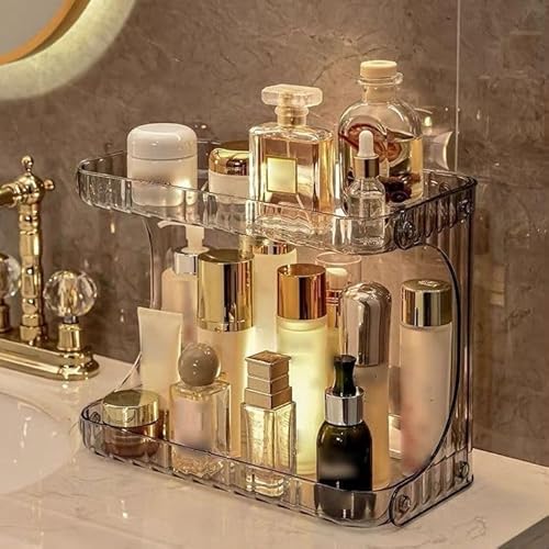 Suporte de Shampoo para Banheiro Prateleira Sem furo Acrílico 2 Andares Organizador de Maquiagem Pre