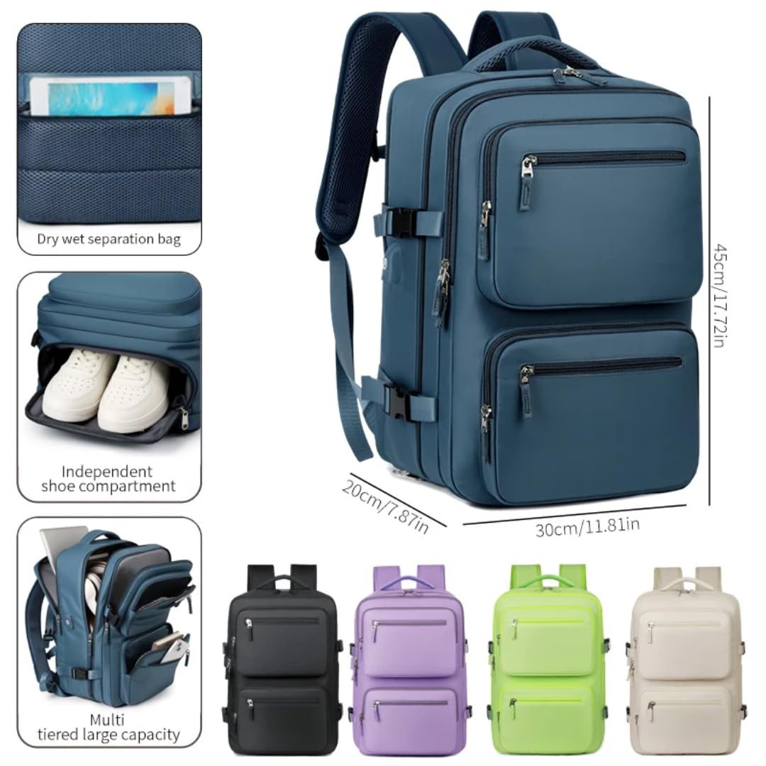 Zaino da viaggio unisex di grande capacità, borsa impermeabile multifunzionale per viaggi all'aperto(nero,15 pollici)